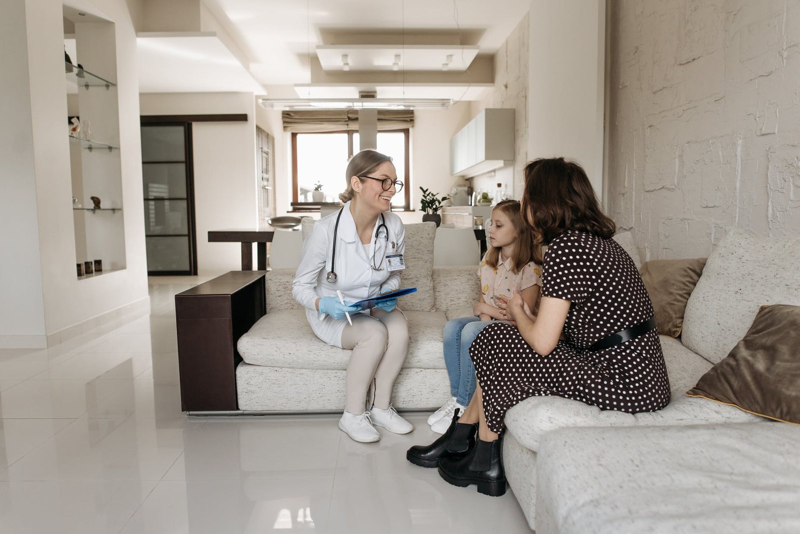 a doctor checking a child